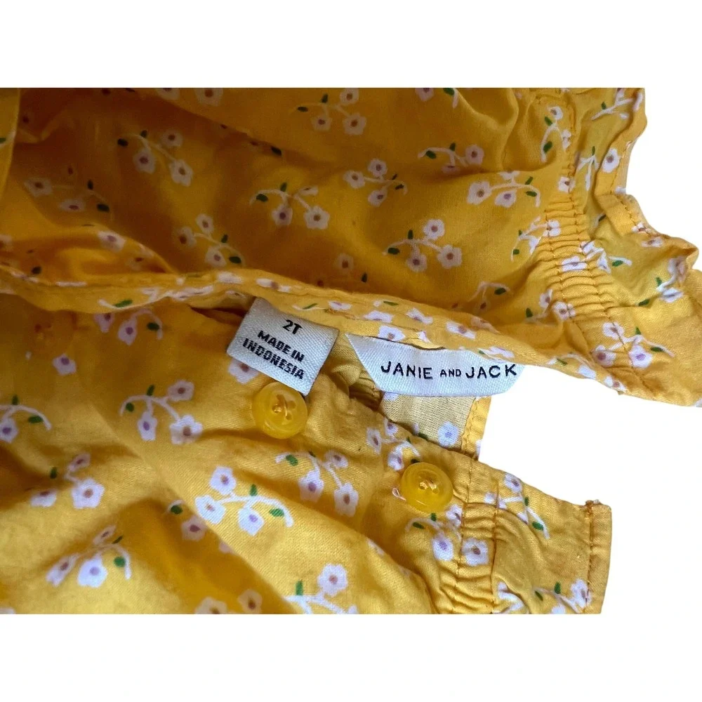 Janie and Jack Girls Yellow Floral‎ Bubble Romper Sunsuit Size 2T Sleeveless Bow